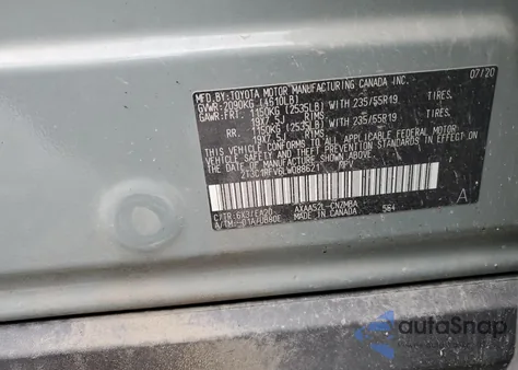 2020 Toyota Rav4 Xle Premium из США, поврежденный, VIN 2T3C1RFV6LW088621